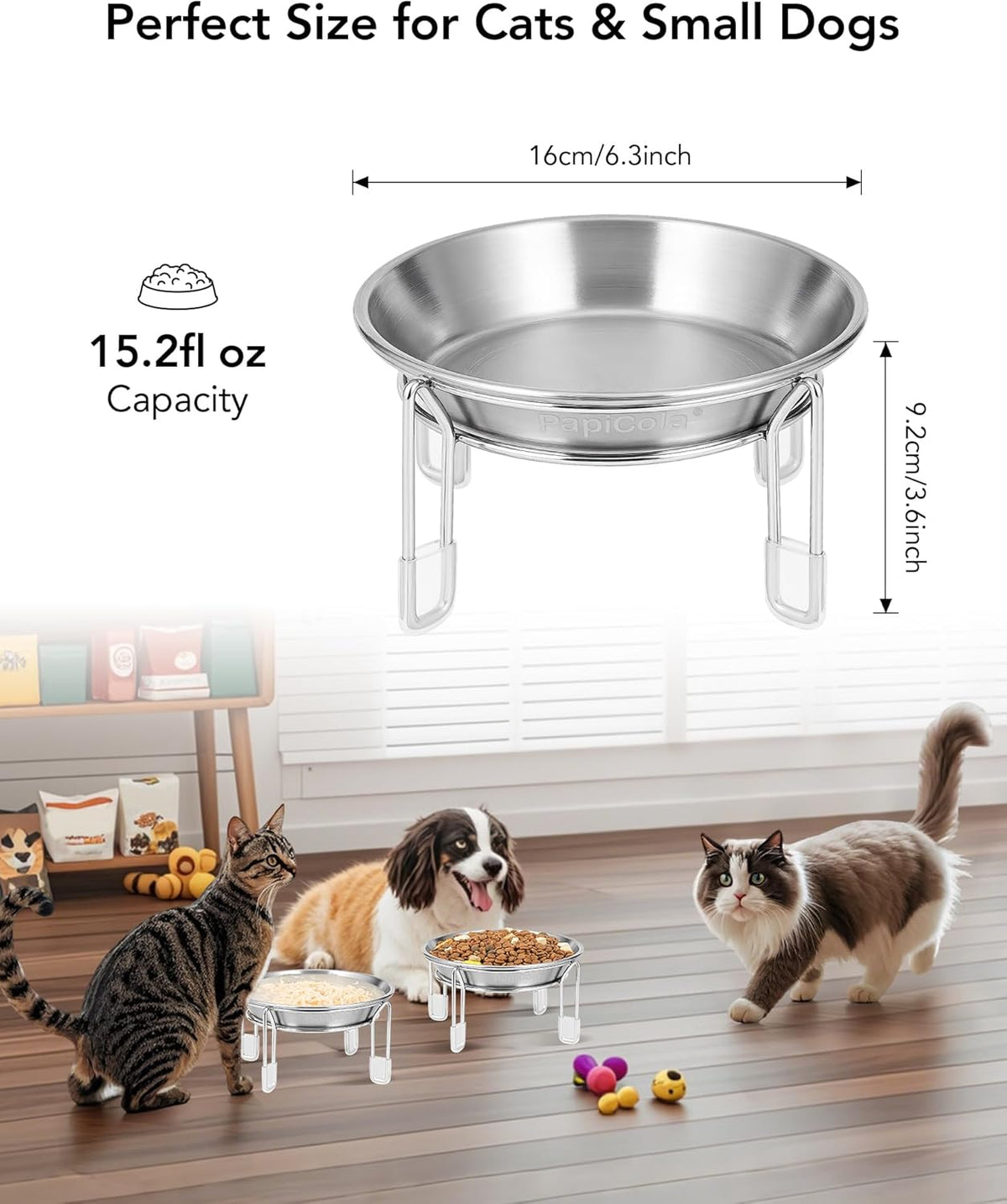 Elevated Stainless Steel Cat Bowls, 2 or 3 Pack
