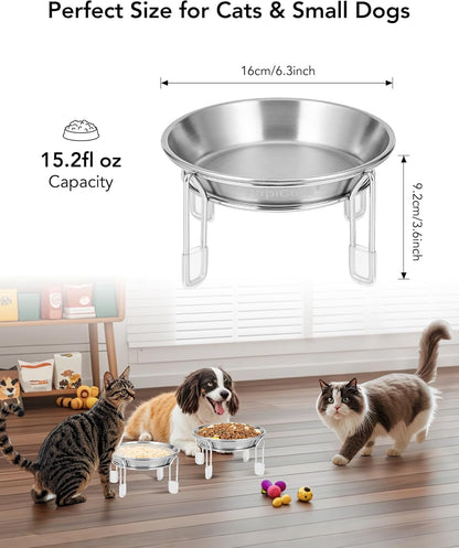 Elevated Stainless Steel Cat Bowls, 2 or 3 Pack