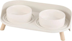 Elevated Ceramic Pet Bowls with Splash Guard and Stand