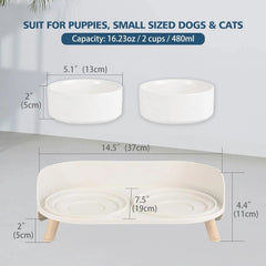 Elevated Ceramic Pet Bowls with Splash Guard and Stand