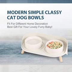 Elevated Ceramic Pet Bowls with Splash Guard and Stand