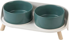 Elevated Ceramic Pet Bowls with Splash Guard and Stand