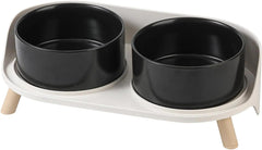Elevated Ceramic Pet Bowls with Splash Guard and Stand