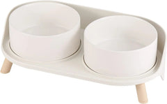 Elevated Ceramic Pet Bowls with Splash Guard and Stand