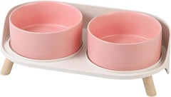 Elevated Ceramic Pet Bowls with Splash Guard and Stand