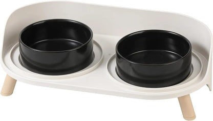 Elevated Ceramic Pet Bowls with Splash Guard and Stand