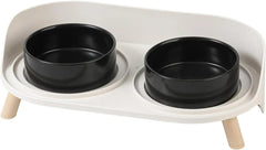 Elevated Ceramic Pet Bowls with Splash Guard and Stand