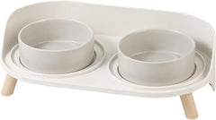 Elevated Ceramic Pet Bowls with Splash Guard and Stand