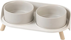 Elevated Ceramic Pet Bowls with Splash Guard and Stand