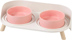 Elevated Ceramic Pet Bowls with Splash Guard and Stand