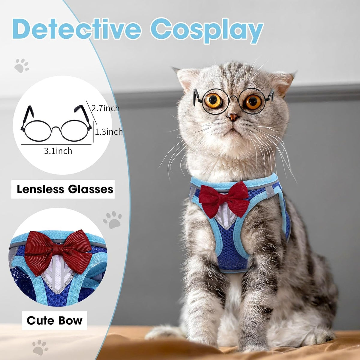 Reflective Escape-Proof Cat Harness and Leash Set