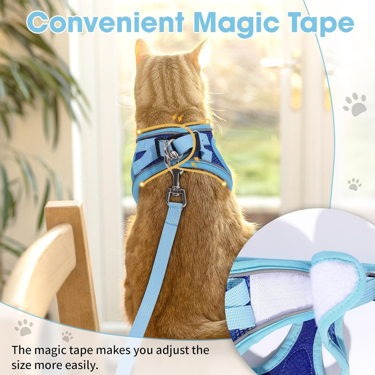 Reflective Escape-Proof Cat Harness and Leash Set