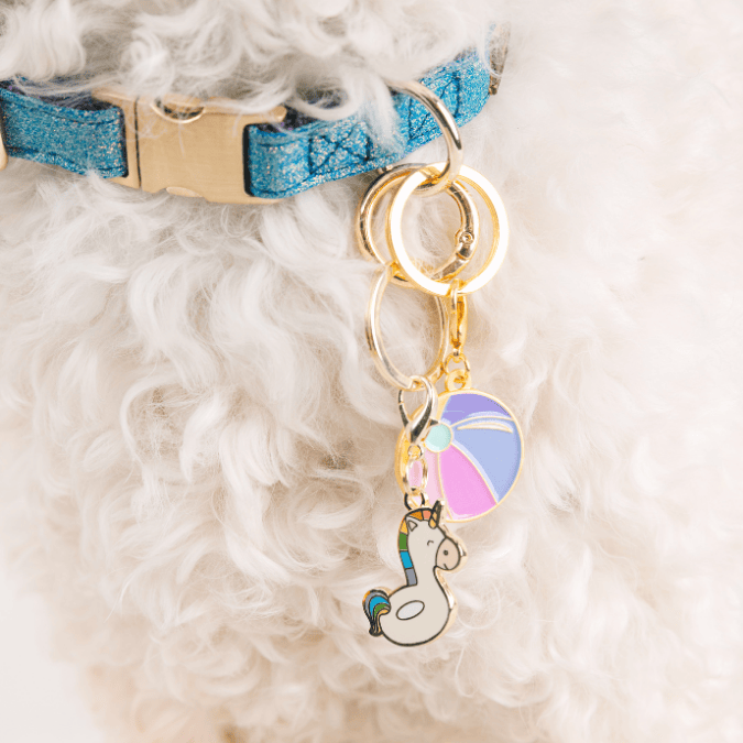 Unicorn Floatie & Beach Ball Dog Collar Charm Set — additional photo 2