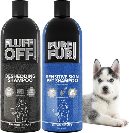 Fluff Off Deshedding and Sensitive Skin Dog Shampoo Set