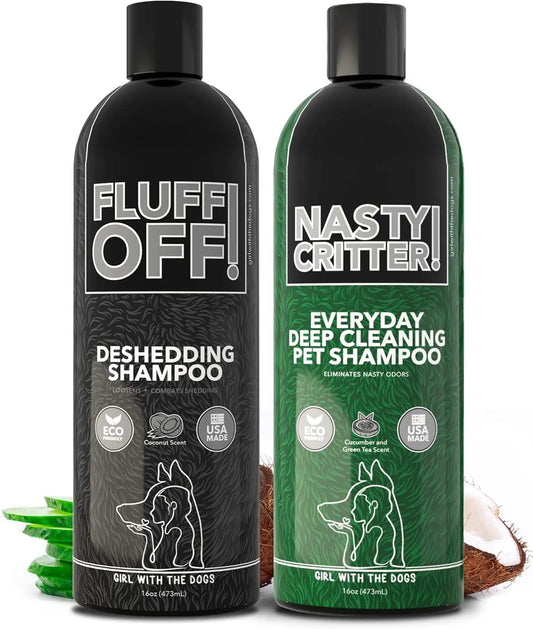 Fluff Off and Nasty Critter Dog Shampoo Set, 16 oz Each