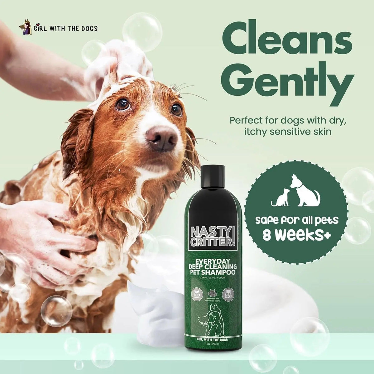 Fluff Off and Nasty Critter Dog Shampoo Set, 16 oz Each