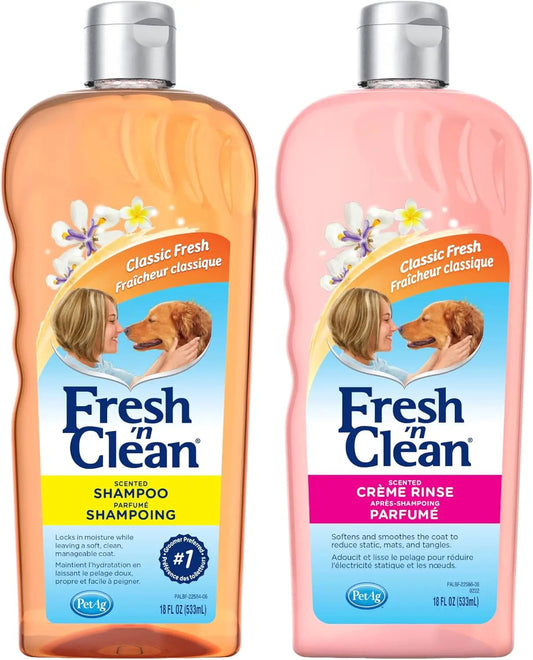 Fresh ’N Clean Dog Shampoo & Conditioner Set – Classic Fresh Scent (18oz)
