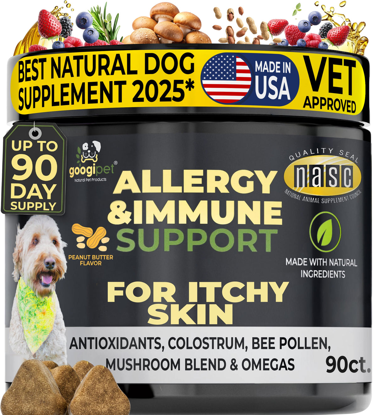 Omega-3 & Colostrum Chews for Dogs– Peanut Butter Flavor