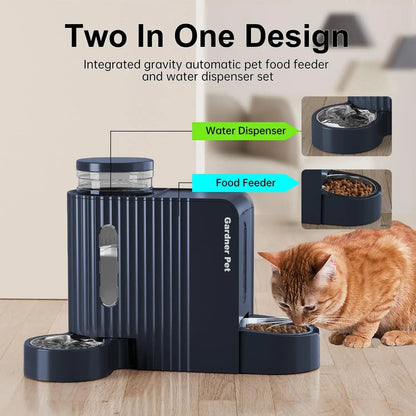 Gravity Pet Feeder and Water Dispenser Set, Steel Bowls