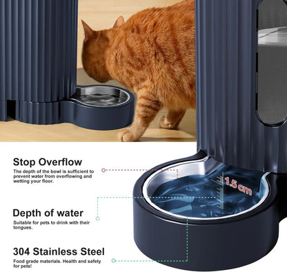 Gravity Pet Feeder and Water Dispenser Set, Steel Bowls