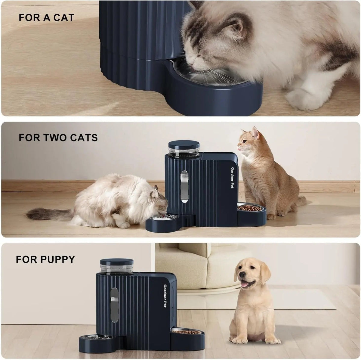 Gravity Pet Feeder and Water Dispenser Set, Steel Bowls