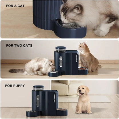 Gravity Pet Feeder and Water Dispenser Set, Steel Bowls