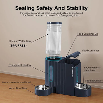 Gravity Pet Feeder and Water Dispenser Set, Steel Bowls