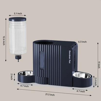 Gravity Pet Feeder and Water Dispenser Set, Steel Bowls