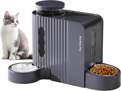Gravity Pet Feeder and Water Dispenser Set, Steel Bowls