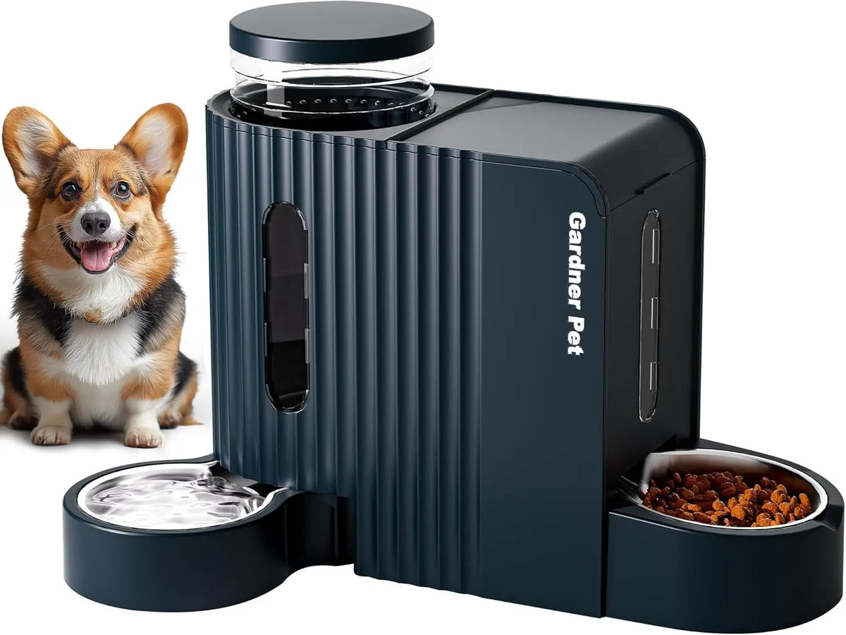 Gravity Pet Feeder and Water Dispenser Set, Steel Bowls