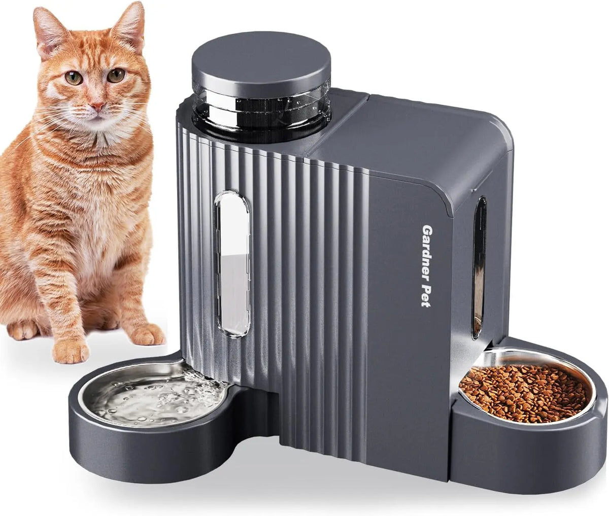 Gravity Pet Feeder and Water Dispenser Set, Steel Bowls