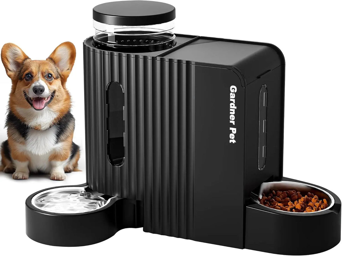 Gravity Pet Feeder and Water Dispenser Set, Steel Bowls