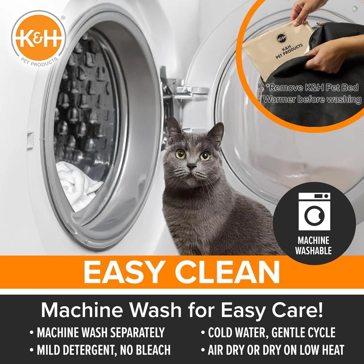 K&H Thermo-Snuggle Cup machine-washing care instructions