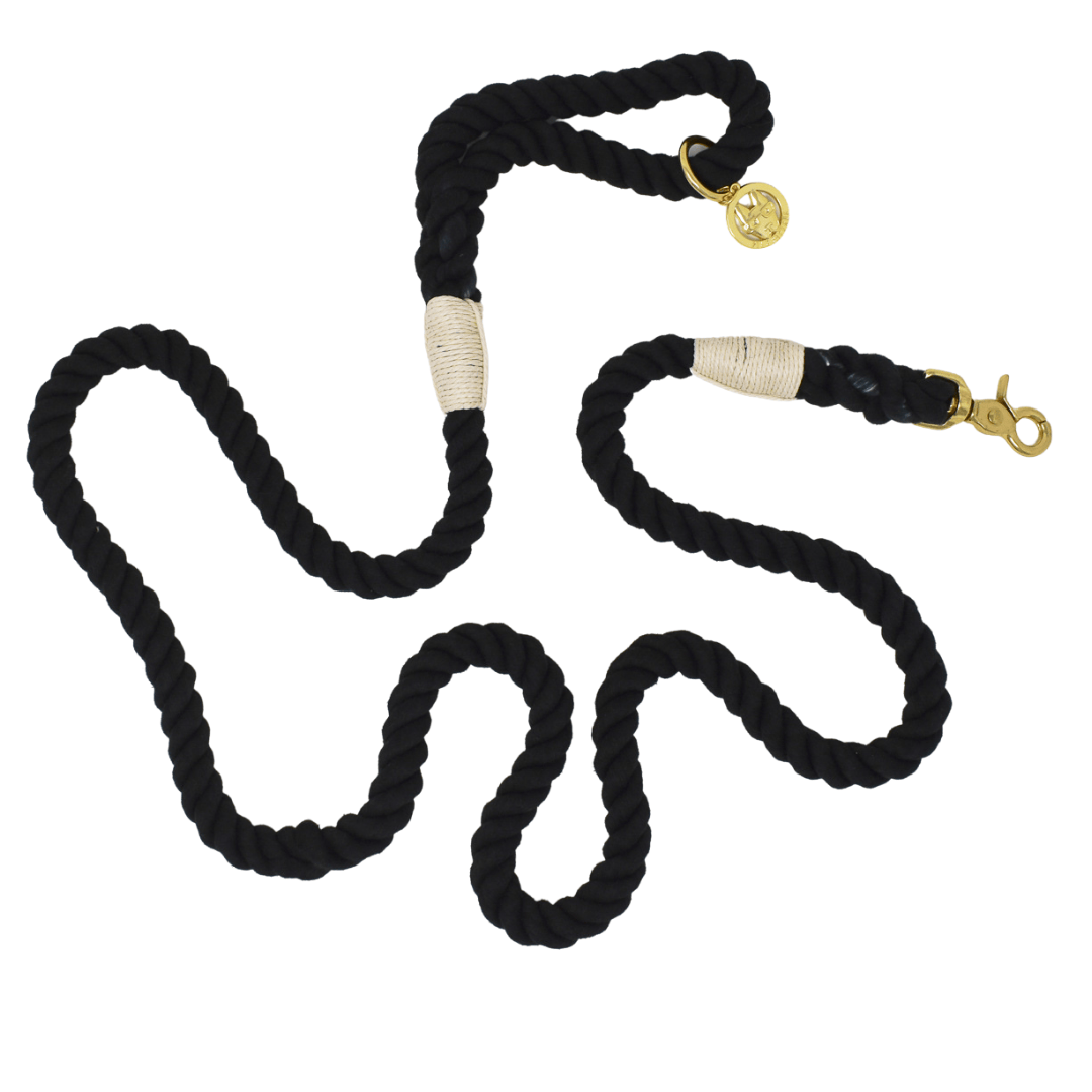 Kerry – Organic Cotton Rope Dog Leash, Black
