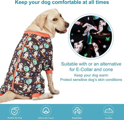 Large Dog Onesie Pajamas, Astronaut Print Recovery Shirt