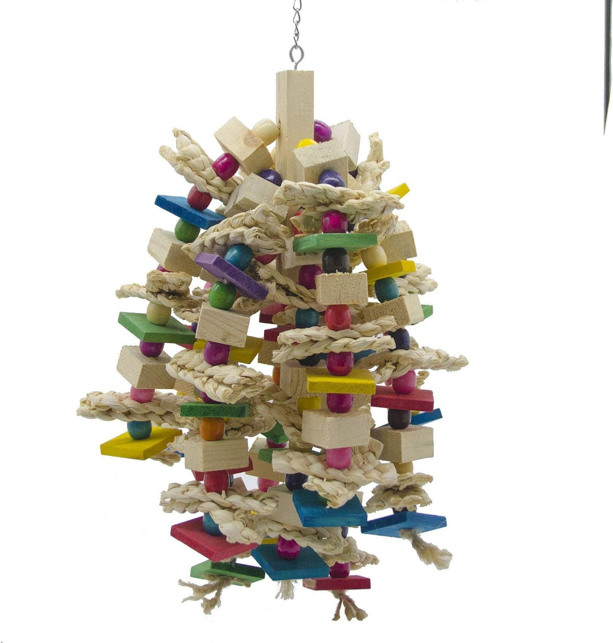 Large Hanging Wooden Block Parrot Chew Toy