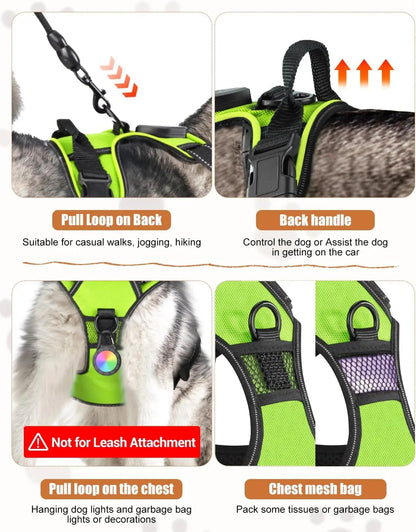 LED Dog Harness for Night Walking - Rechargeable No-Pull Vest for Safety and Comfort
