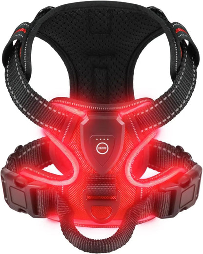 LED Dog Harness for Night Walking - Rechargeable No-Pull Vest for Safety and Comfort