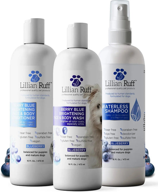 Lillian Ruff Berry Blue Brightening Dog Shampoo and Conditioner Set