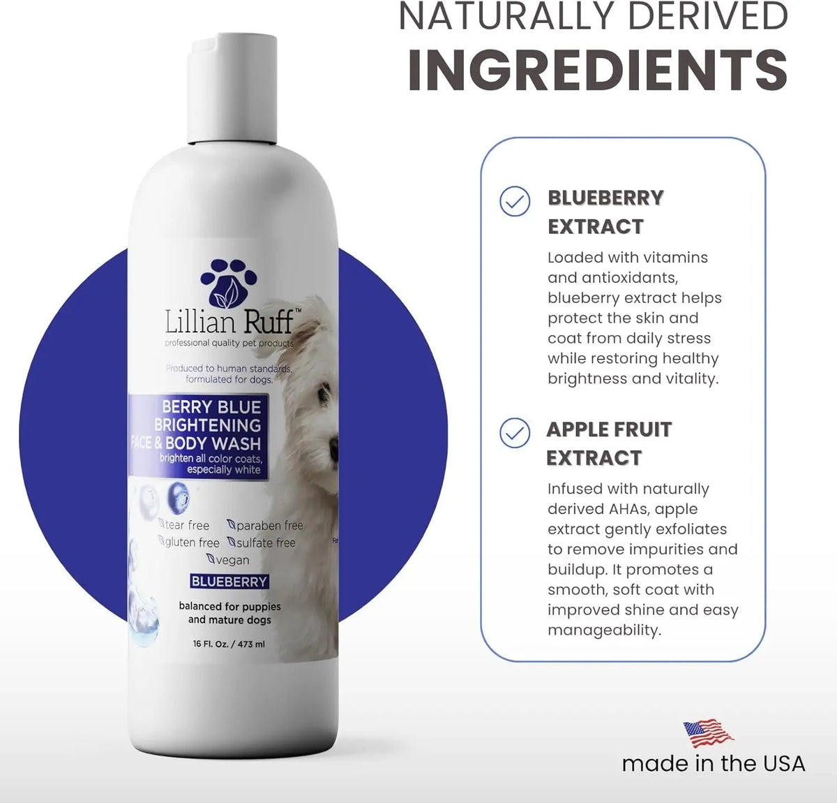 Lillian Ruff Berry Blue Brightening Dog Shampoo and Conditioner Set