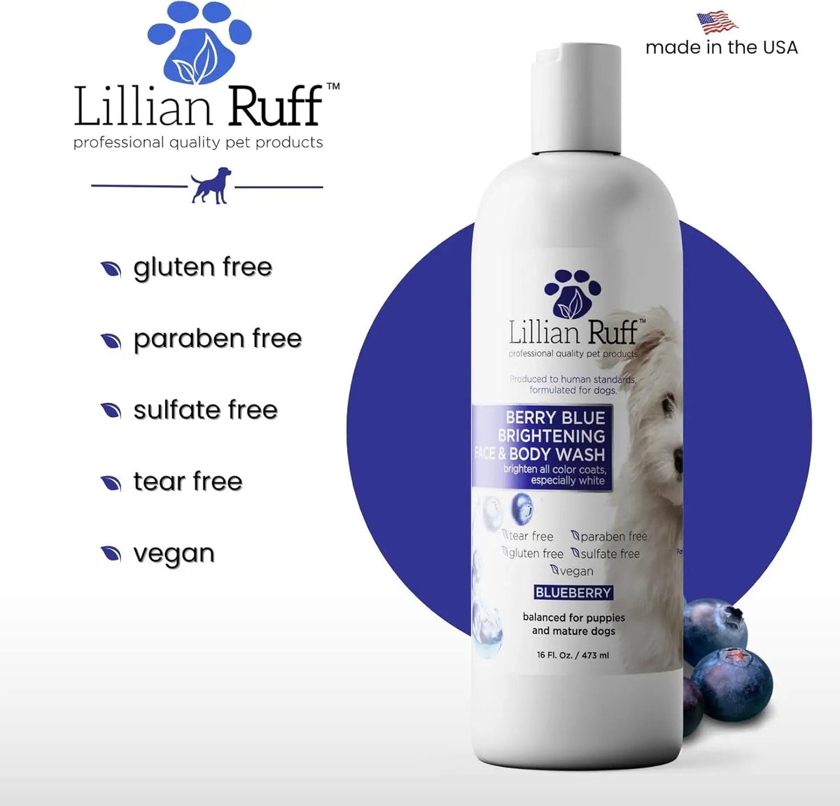Lillian Ruff Berry Blue Brightening Dog Shampoo and Conditioner Set