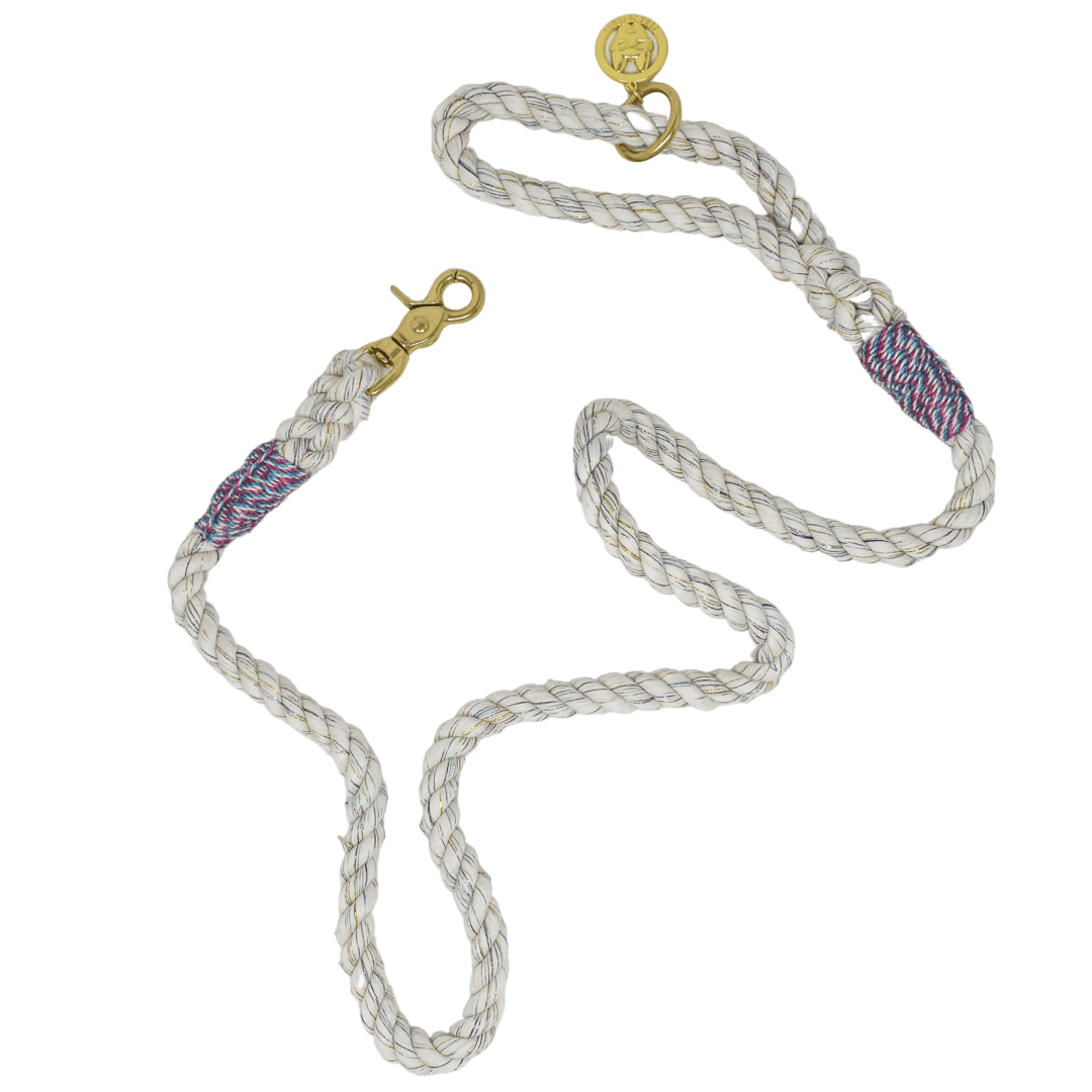 Magnolia – Organic Cotton Rope Dog Leash, Metallic