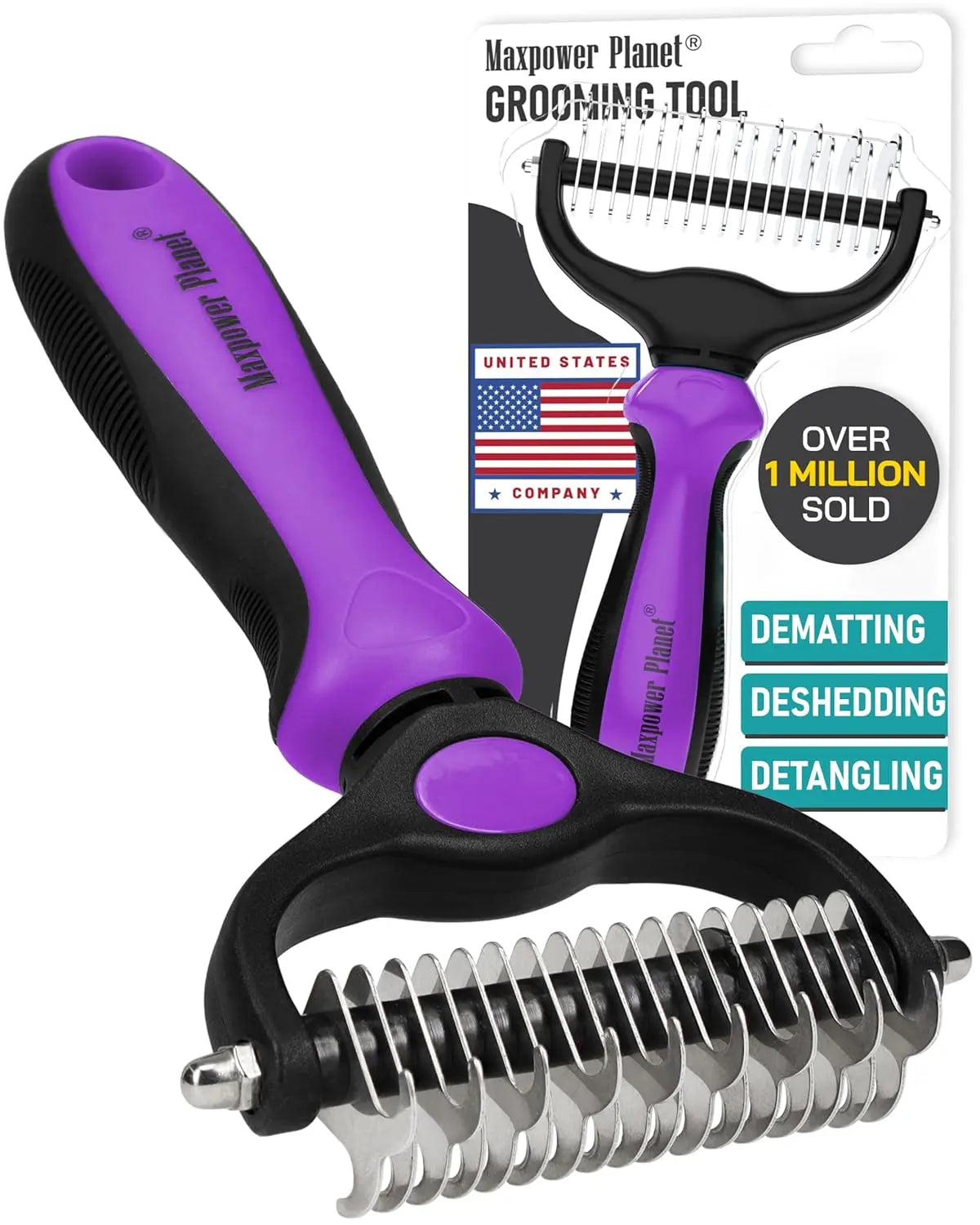 Maxpower Dual-Sided Grooming Rake for Dogs and Cats