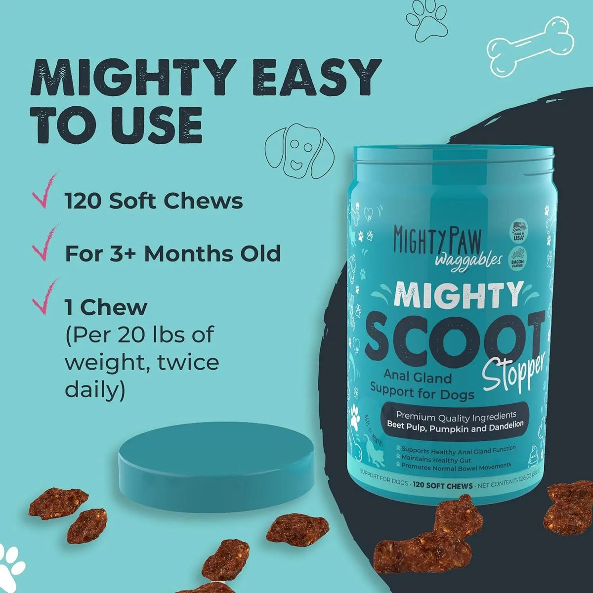 Fiber Soft Chews for Dogs, 120 Count