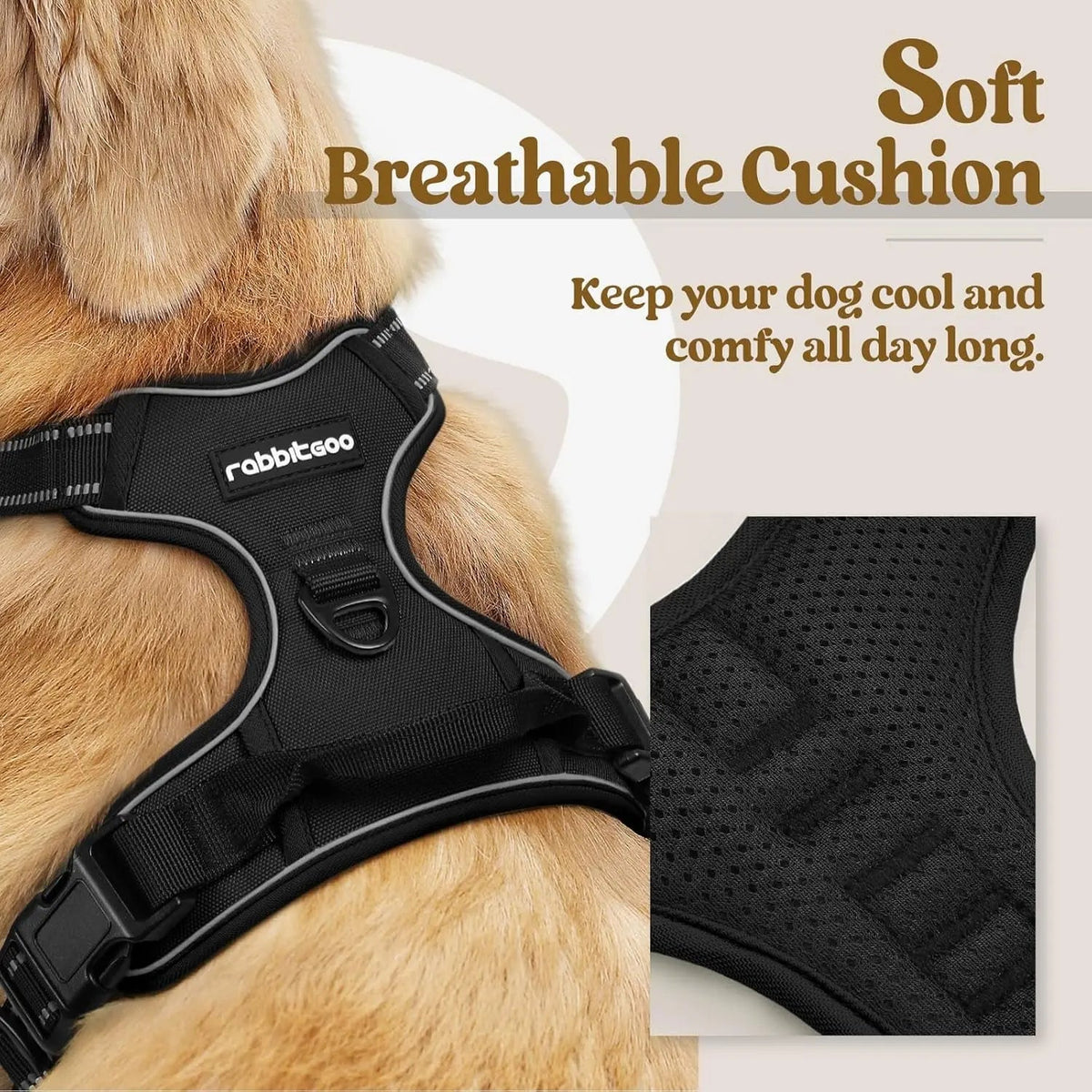 No-Pull Oxford Dog Harness with Dual Leash Clips