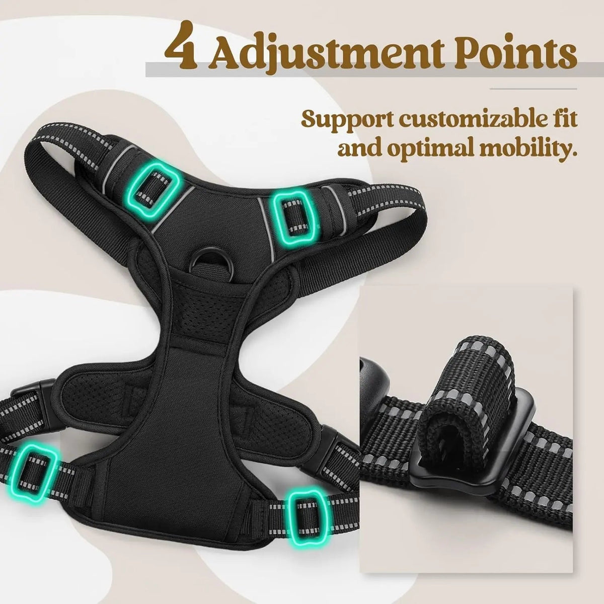 No-Pull Oxford Dog Harness with Dual Leash Clips