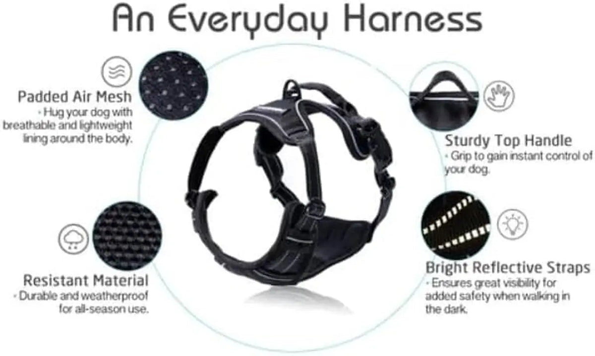 No-Pull Oxford Dog Harness with Dual Leash Clips