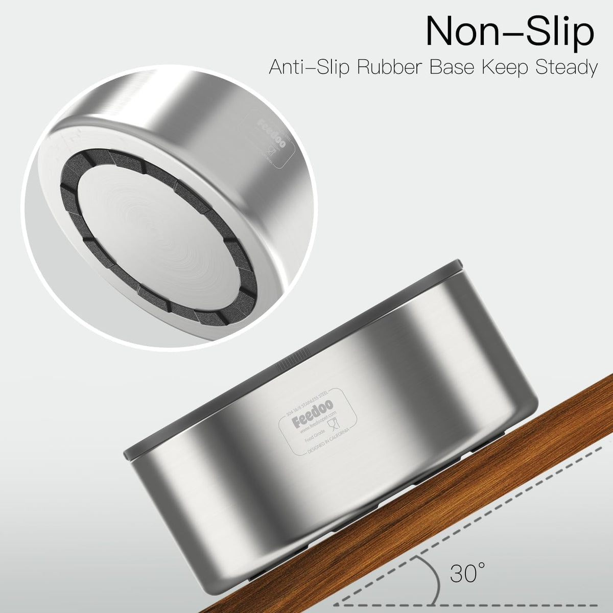 No-Spill Stainless Steel Dog Water Bowl, 1 Gallon