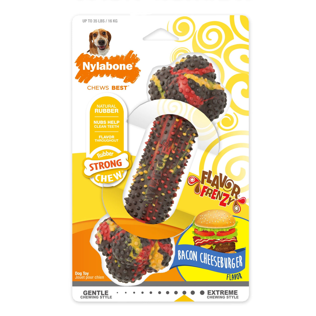 Flavor Frenzy Strong Chew Dog Toy, Bacon Cheeseburger
