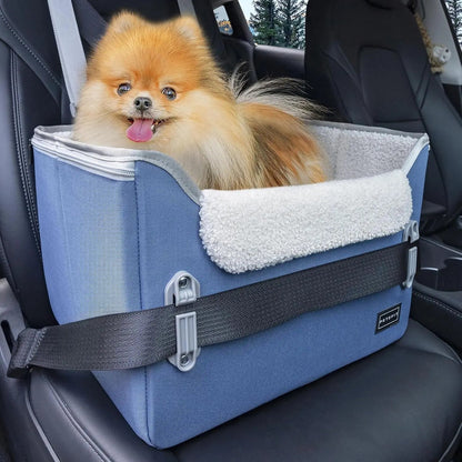 PETSFIT Small Dog Booster Car Seat with Safety Buckles & Tether, Foldable